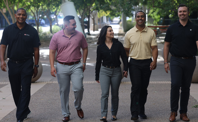 team walking on campus